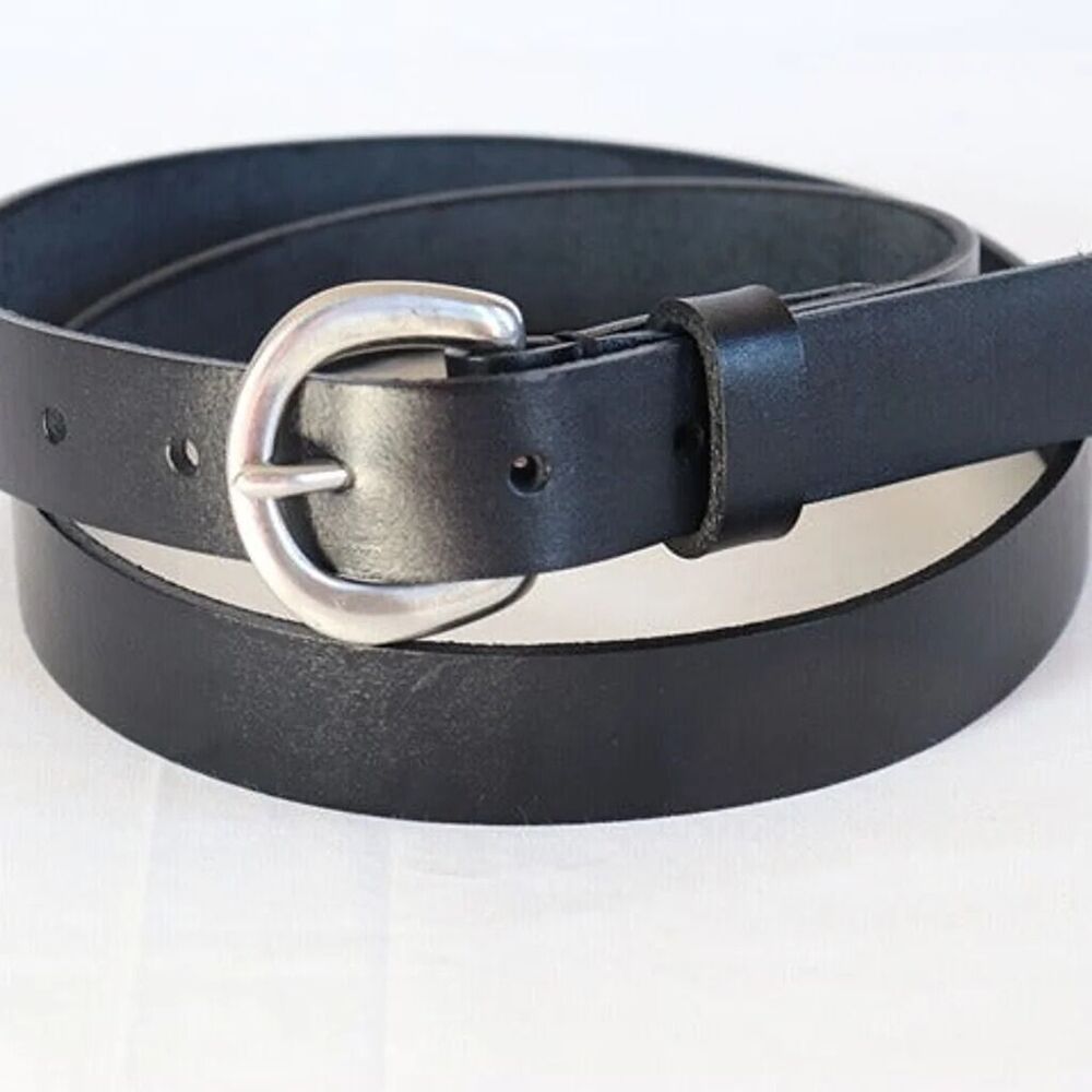 38" Handmade 100% cow hide full grain black leather belt plain unisex A3